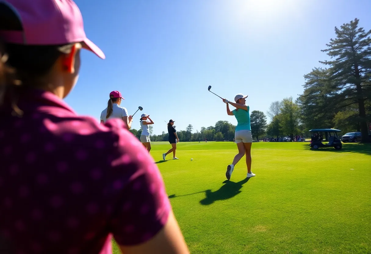 Collegiate women golfers competing in Houston