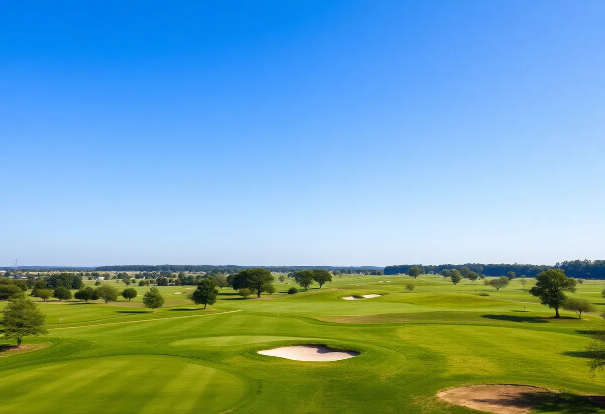 Renovated greens and driving range at The Links at West Fork in Houston