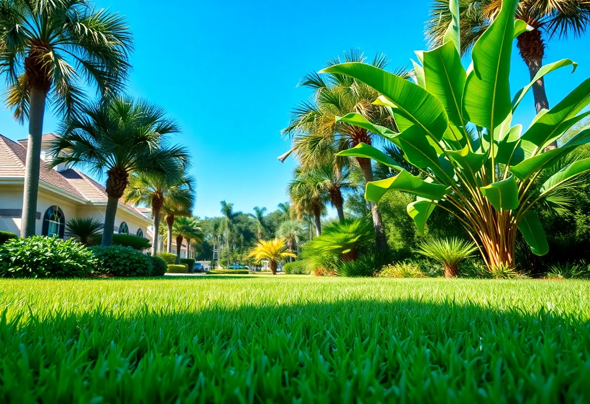 A well-maintained green lawn in Houston's humid climate