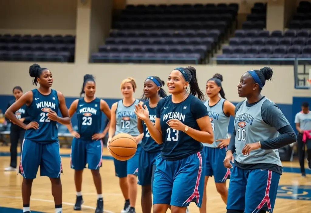 Sonia Raman coaching the Seattle Storm during training