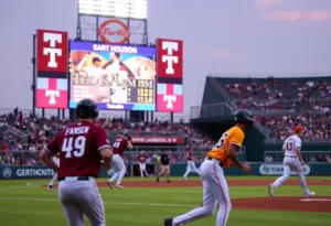 Texas A&M Aggies defeating Sam Houston Bearkats in a baseball game