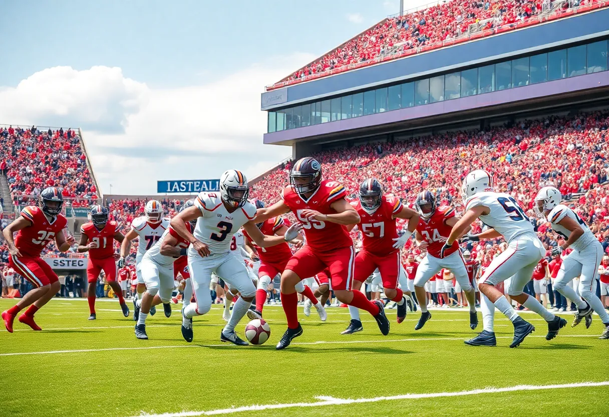 Texas Tech football team celebrating after a touchdown.