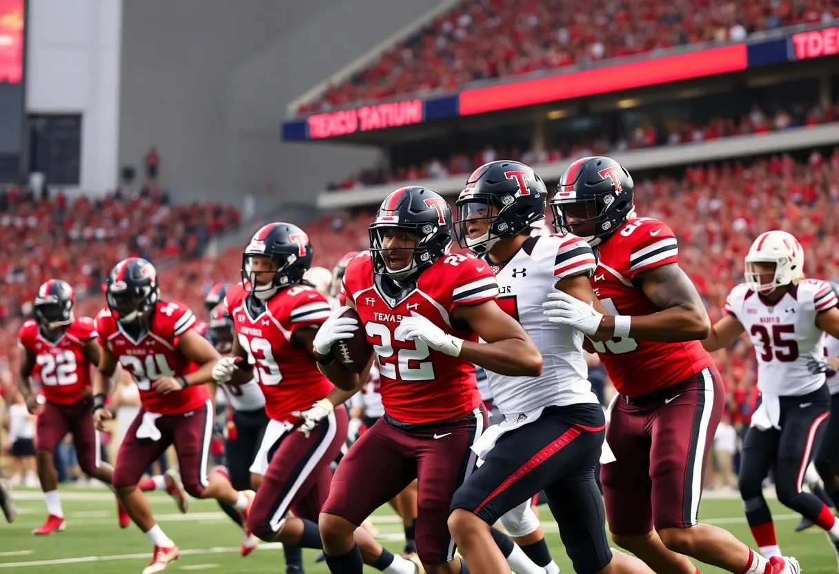 Texas Tech players celebrating their win against Houston