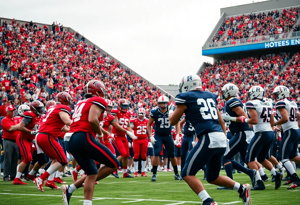 Texas Tech football team celebrating a touchdown against Houston Cougars.