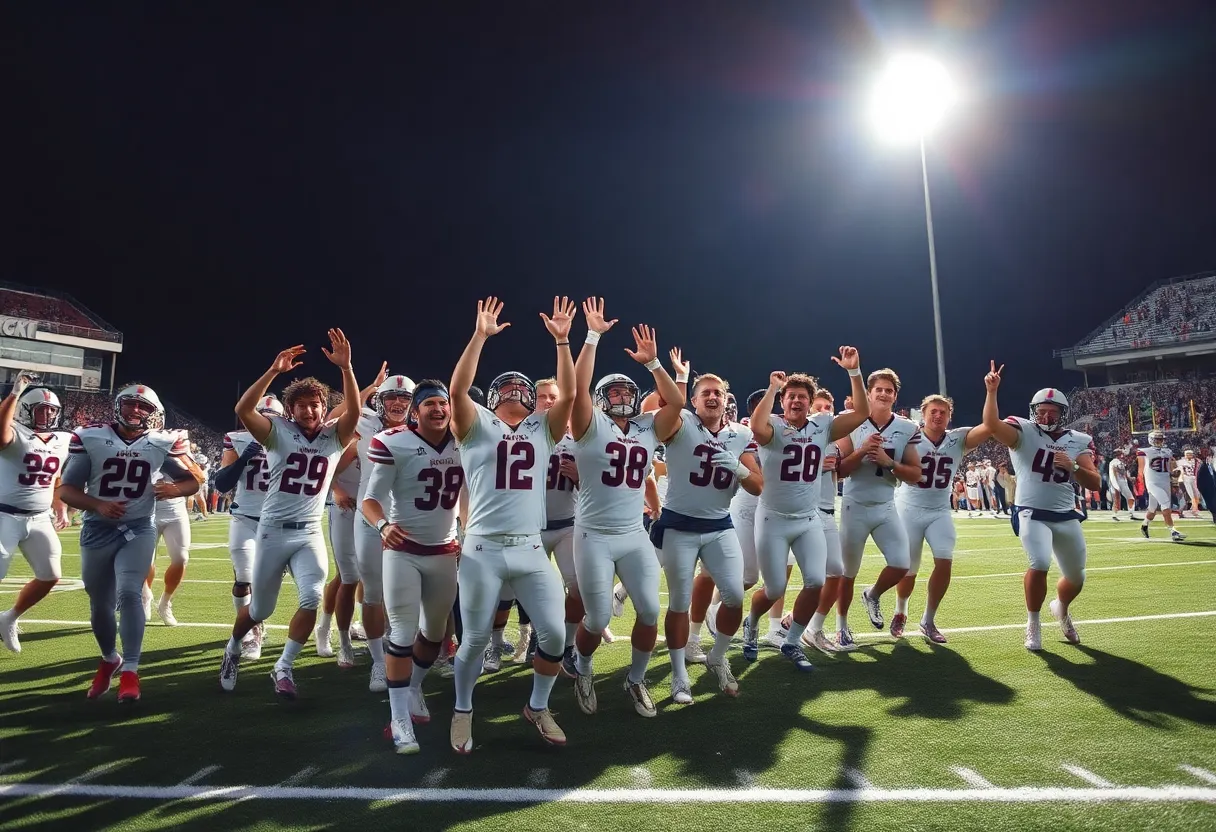 Texas Tech Red Raiders celebrating on the football field