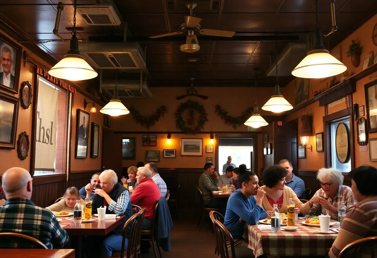 Interior of a soul food restaurant filled with happy patrons