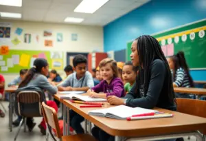 Students at one of Houston's top middle schools engaging in learning