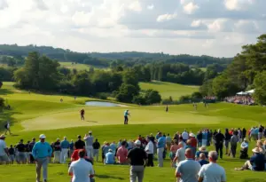 Golfers competing at the Bryson Invitational tournament.