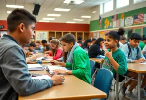 Students at a top school in Houston TX participating in academics, arts, and sports.