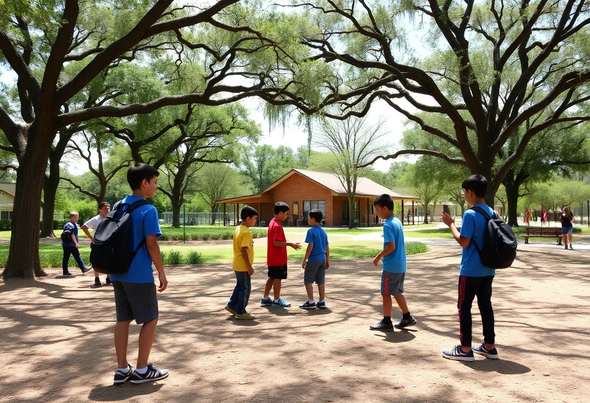 Students playing outdoors at Western Academy in Houston