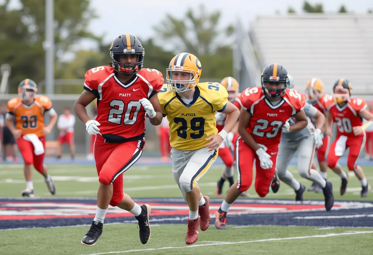 High school football playoff game between Alamo Heights Mules and Mercedes Tigers