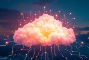 Visual representation of cloud computing and AI technology advancements