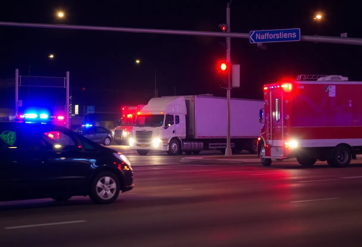 Emergency vehicles at the scene of a truck accident in Houston