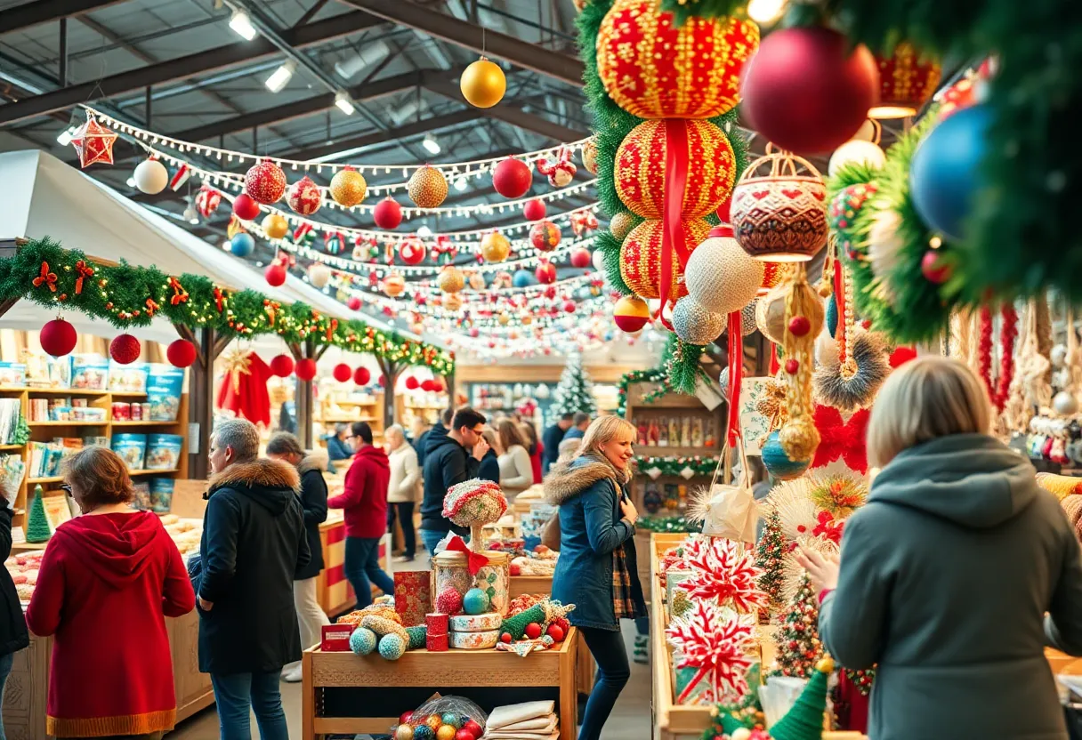 Visitors shopping for unique handmade gifts at the Asher Holiday by Hand event.