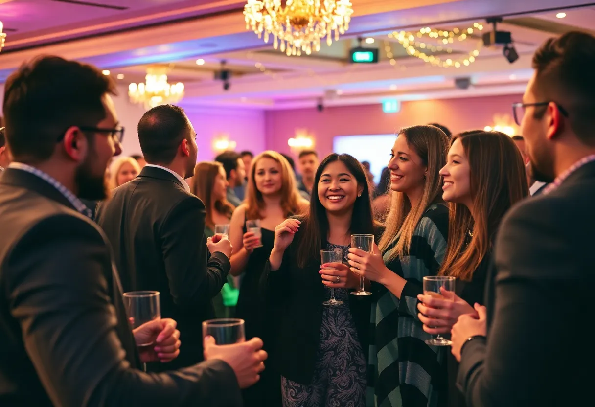 Group of young professionals celebrating at the Beaumont 40 Under 40 event.