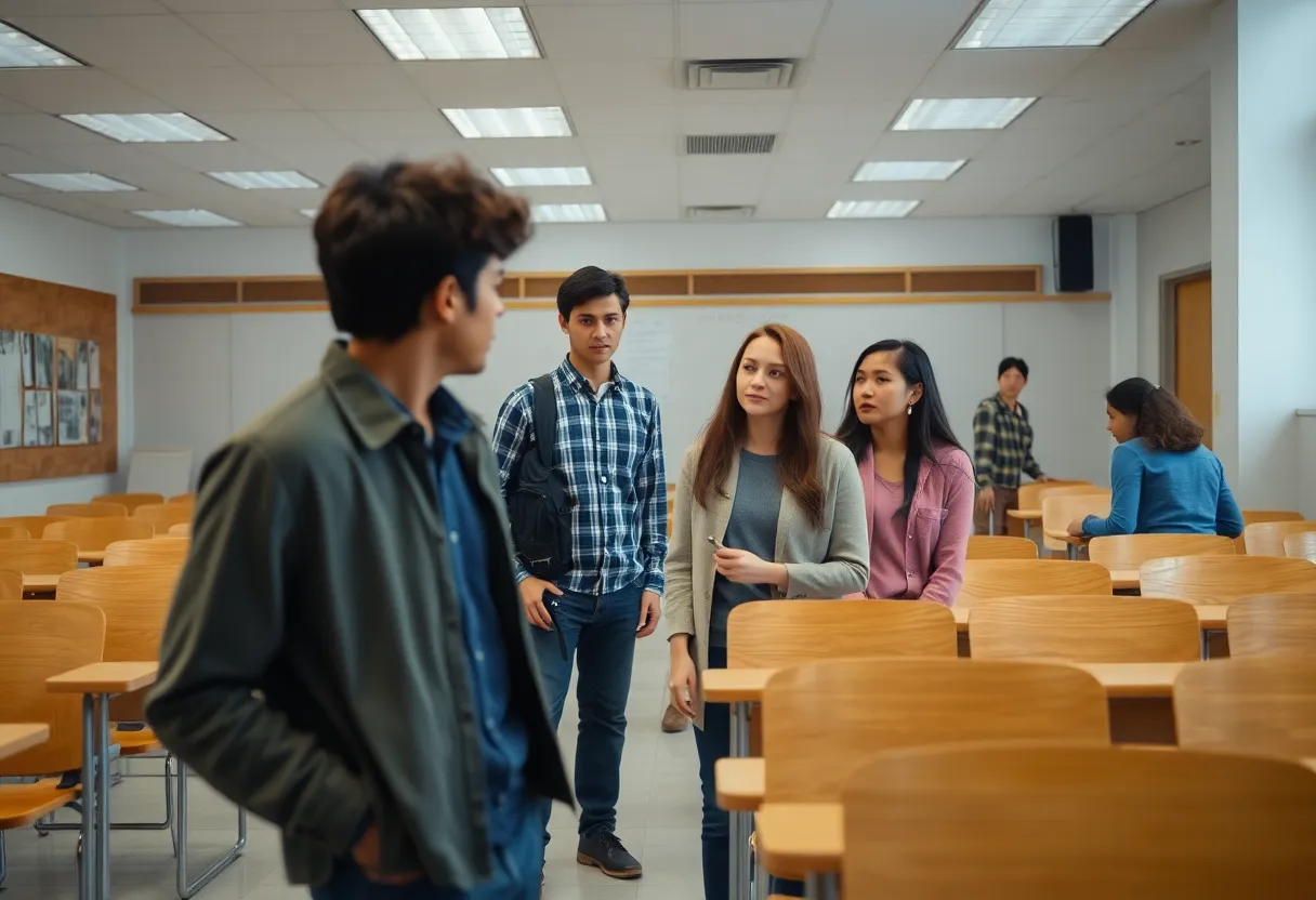 College students expressing concern over academic changes