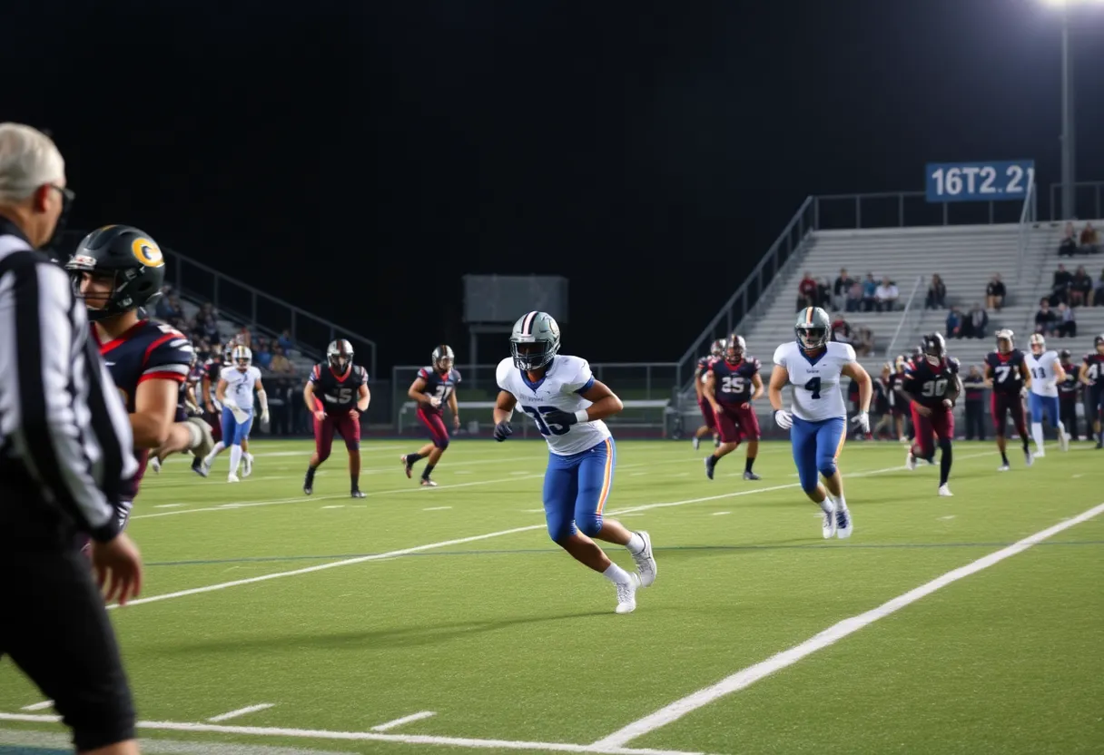 Dickinson Gators in action during football playoff game against Pearland Oilers.