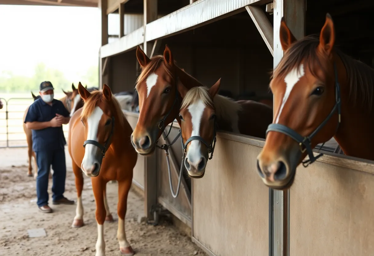 Horses in a barn during EHV-1 outbreak