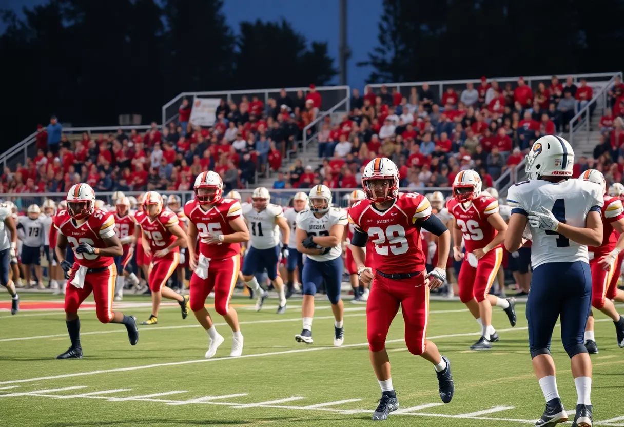 Players in action during a high school football game at Gatlinburg-Pittman High School.