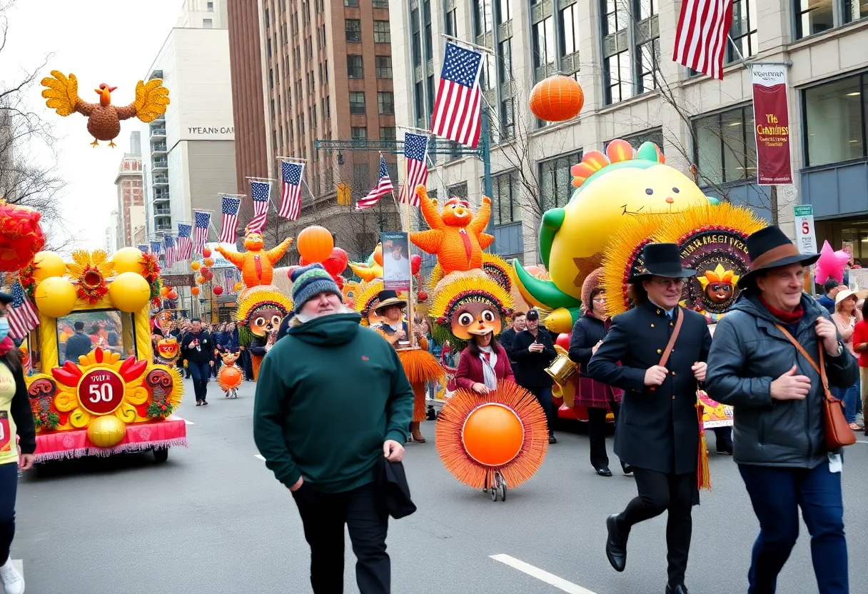 Colorful floats and balloons at the H-E-B Thanksgiving Day Parade in Houston.
