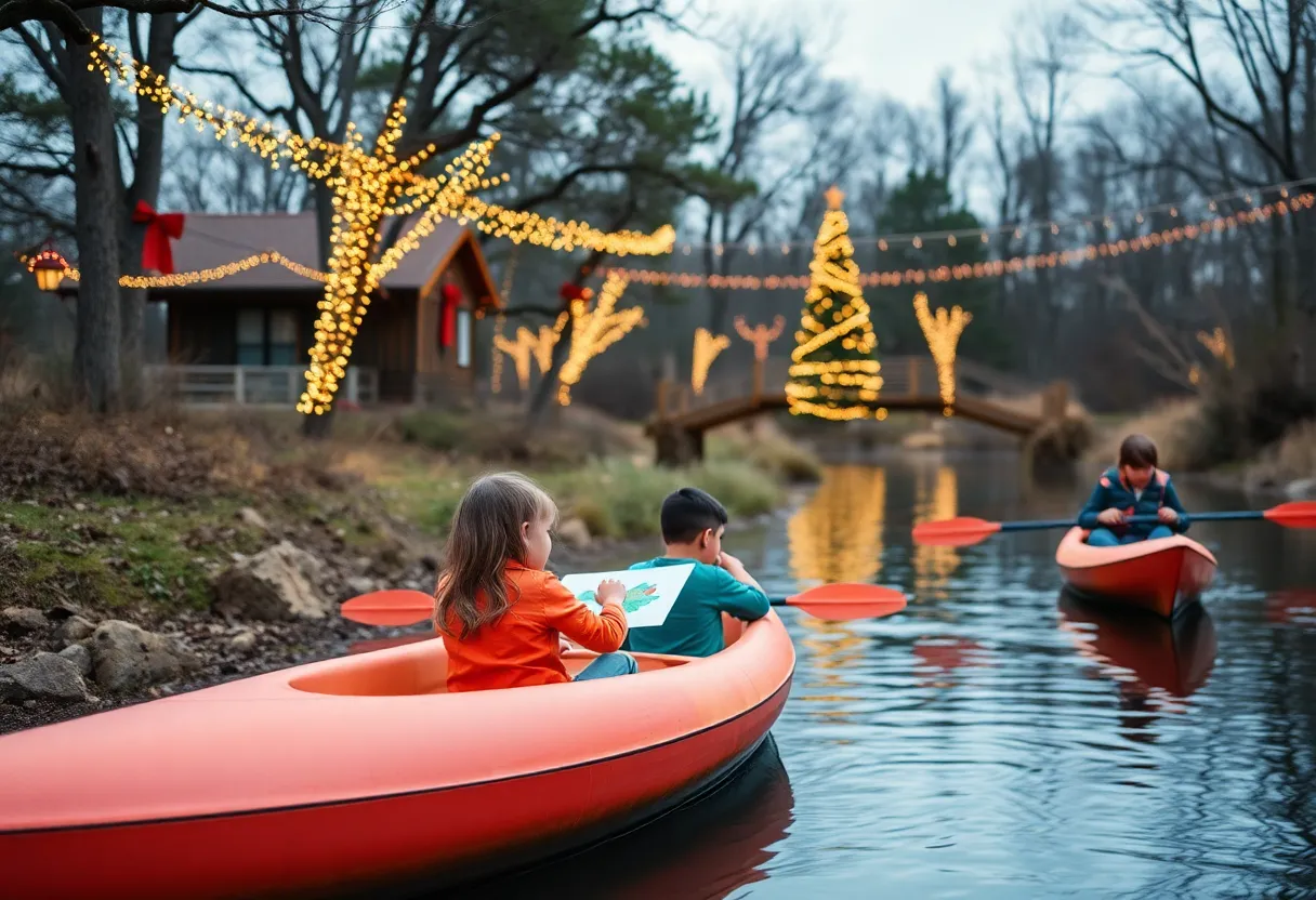 Families enjoying holiday festivities at Texas State Parks