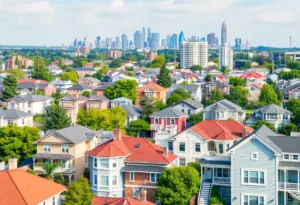 A vibrant representation of the U.S. housing market with various home styles.