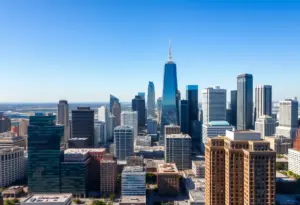 Aerial view of Houston's commercial real estate landscape