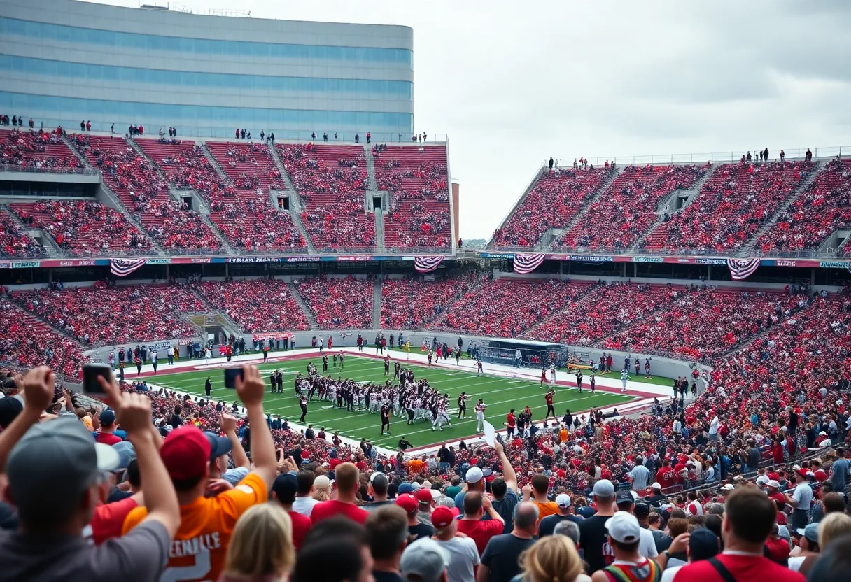 Fans celebrating Senior Day at the University of Houston football stadium