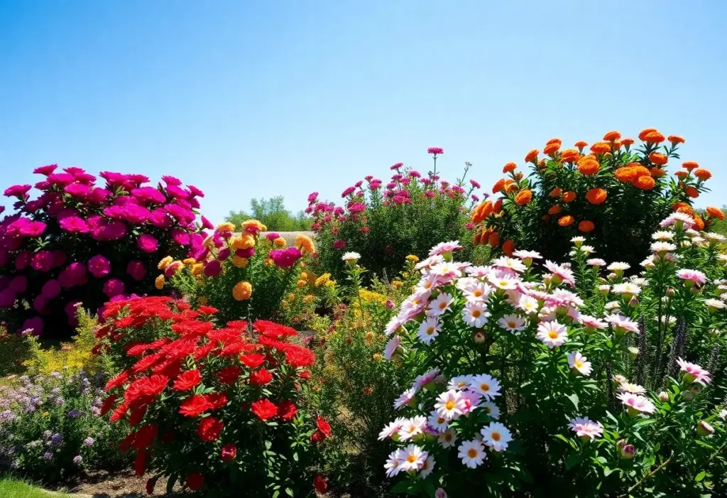 Colorful flowering shrubs in a Houston garden