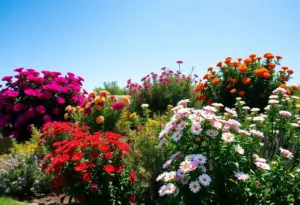 Colorful flowering shrubs in a Houston garden