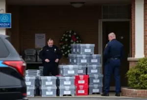 Officers conducting a search at A Community Funeral Home in Houston