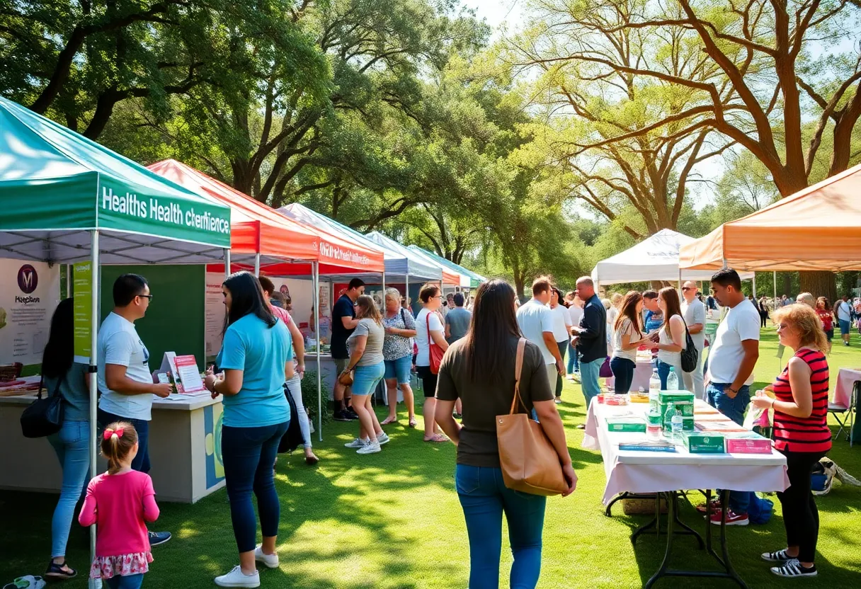 Health expo in Houston with attendees participating in wellness activities
