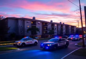 Police investigating a home invasion scene at an apartment complex in Houston.