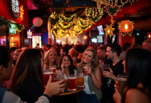 People enjoying the Houston NYE Bar Crawl at various bars