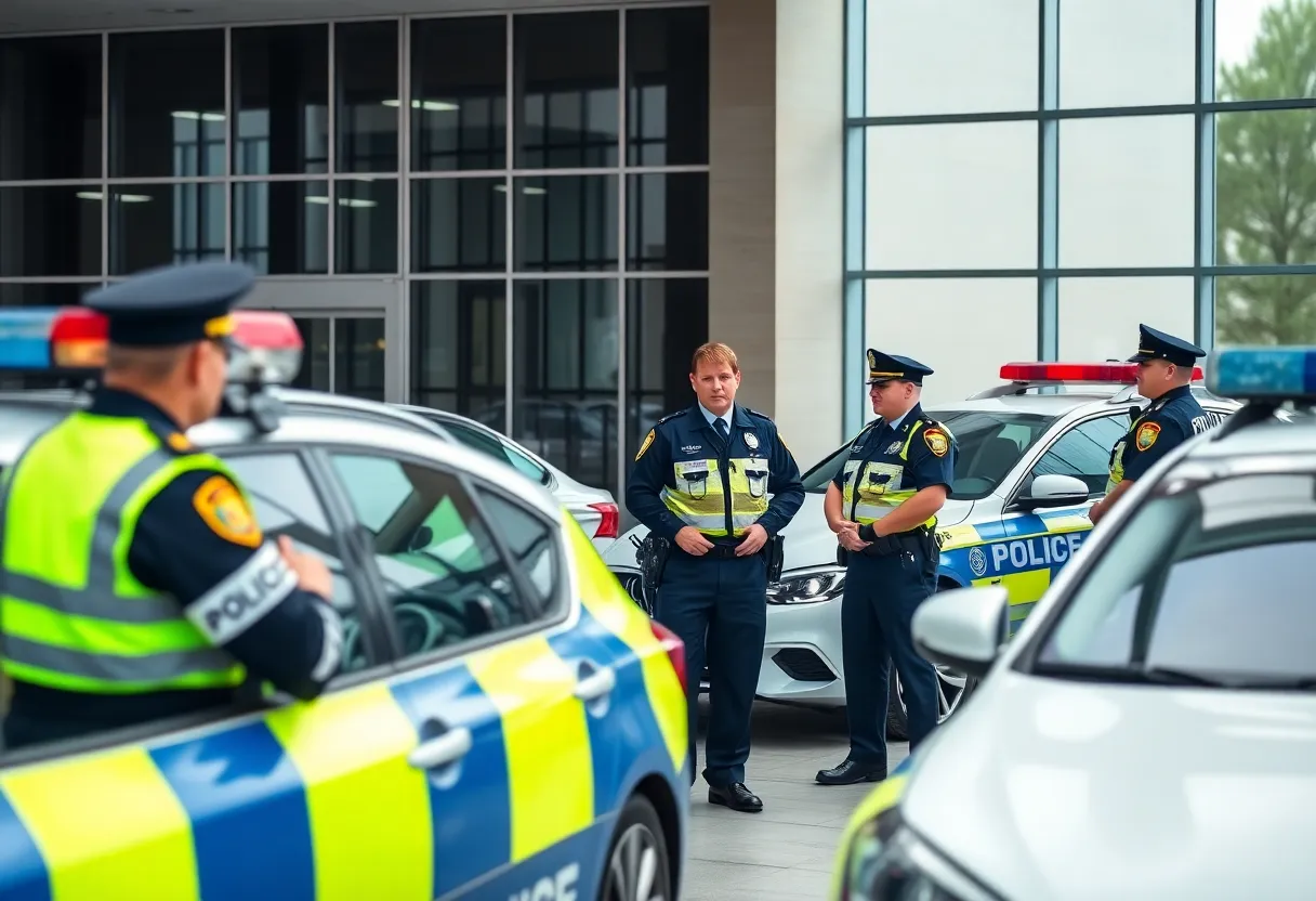 Houston police station with officers at work