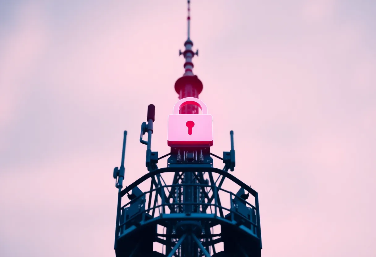 Digital representation of a radio tower secured with locks