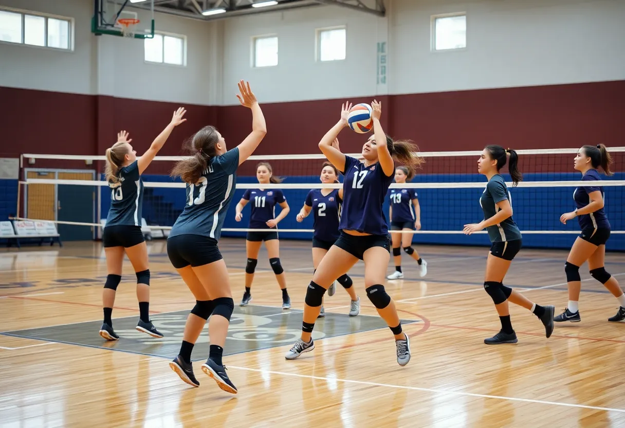 University of Houston Volleyball team in training session