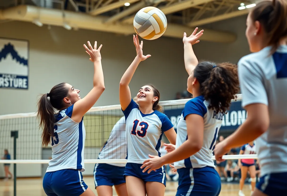 Houston volleyball players competing during a match