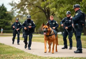 K9 unit deployed in park for suspect search