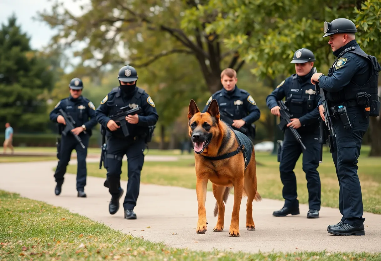 K9 unit deployed in park for suspect search
