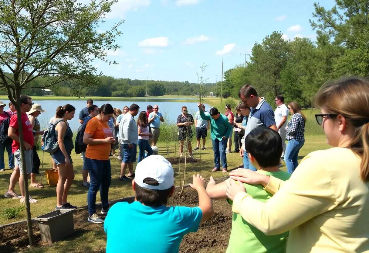 Community volunteers in Lake Houston helping with outdoor activities