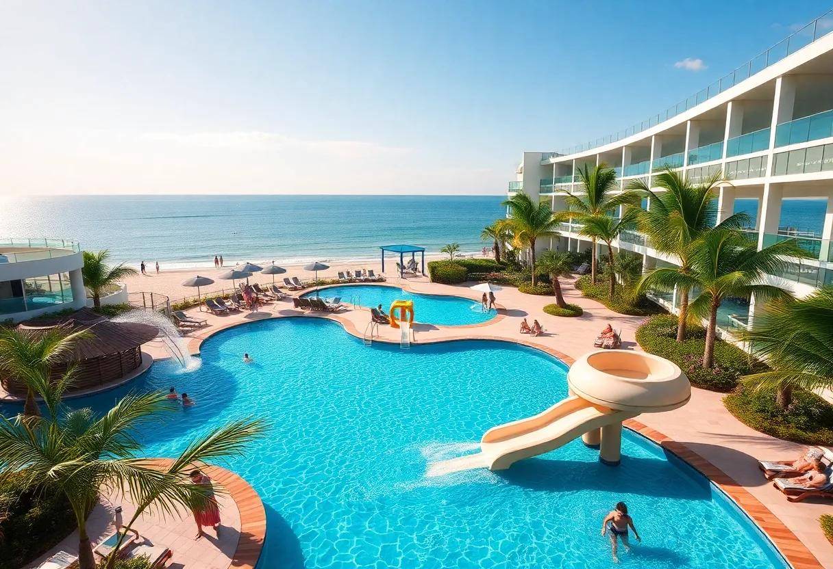 Rendering of Margaritaville Beach Resort in Galveston with water park