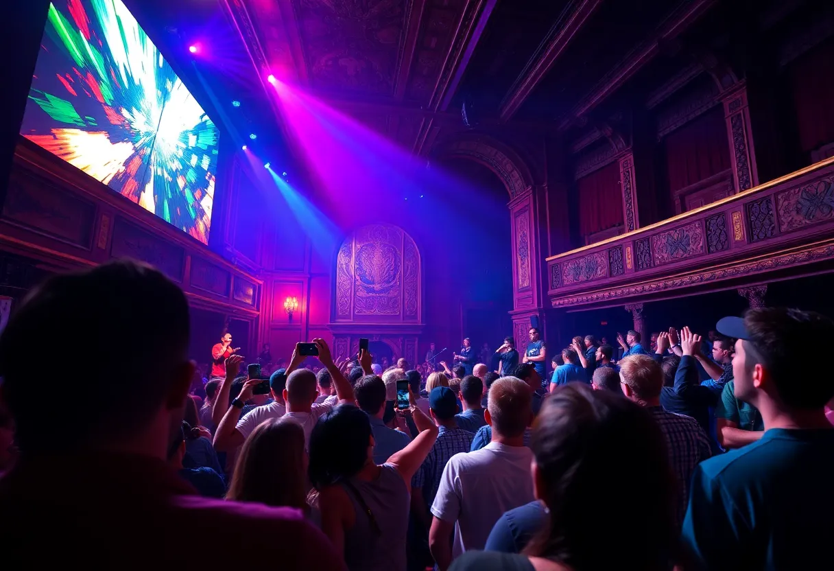 Audience enjoying Monaleo's concert at the Vic Theatre