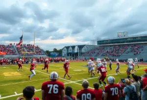 Football game between Houston Memorial Mustangs and Katy Tigers