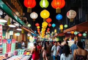 Vibrant night market at SEAPI Night showcasing cultural diversity