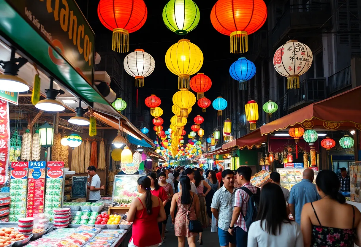 Vibrant night market at SEAPI Night showcasing cultural diversity