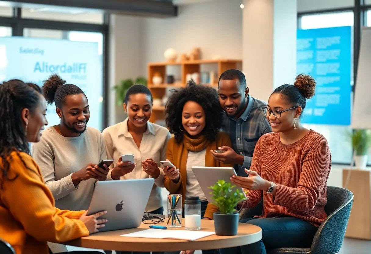 Small business owners participating in an AI workshop