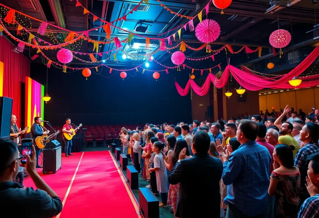 Crowd enjoying the Tejano Music Awards with a red carpet