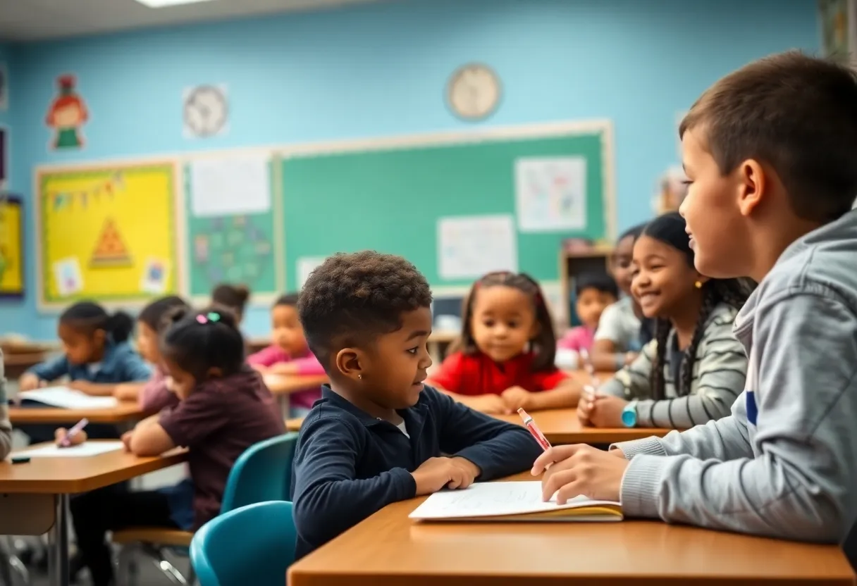 Classroom scene at a top elementary school in Houston, TX