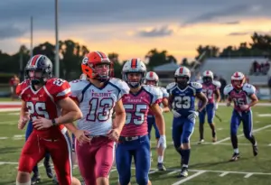 Tyler All Saints football players during playoff game